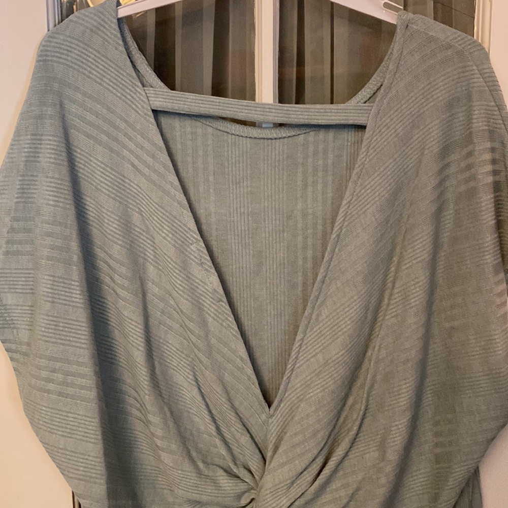 Blue Sage Open Back Ribbed Short Sleeve Top - Picture 6 of 16